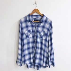 Rails blue and white plaid button up